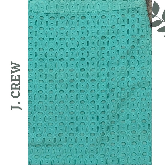 🛍️3/$40 J.Crew Eyelet Mini Skirt Turquoise Cotton A-Line Spring Essential Size 8 - Picture 2 of 5